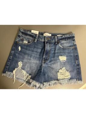 True Craft Women's Distressed High-Rise Denim Shorts